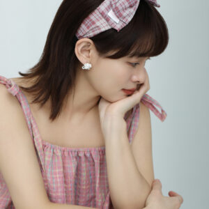 Pink Plaid Bow Headband - Soft Knot Hairband